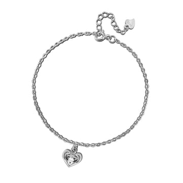 Flipped In Heart White Zirconia Sterling Silver Lovely Bracelet